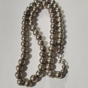 Sterling Silver Beaded Necklace 925 Over 64g